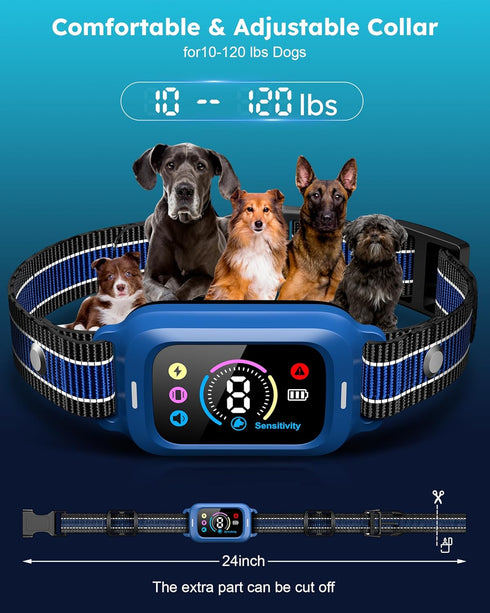 Dog Bark Collar - Automatic Anti Barking Collar with 8 Sensitivity Levels, Rechargeable, Waterproof for All Dog Sizes