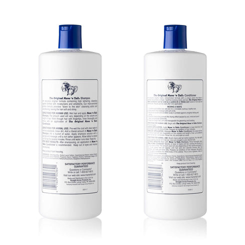 Set (32 oz Mane 'N Tail Shampoo & Conditioner Combo Each) For Horses and Humans For A "Down to the Skin" Cleansing