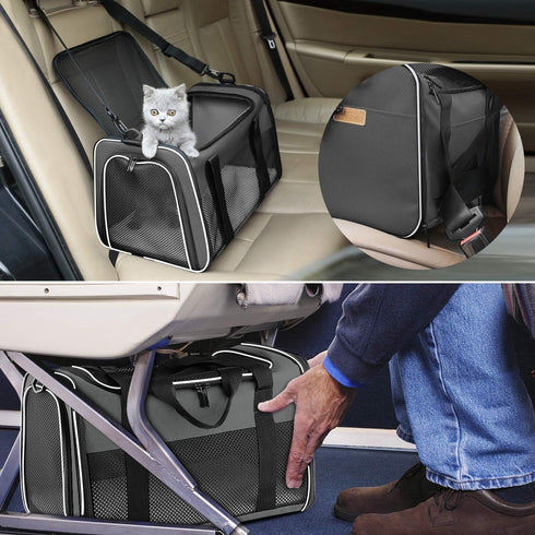15 Lbs, Cat Carrier - Portable Foldable Dog Pet Carrier, Soft-Sided Pet Bag up to Airline Approved Travel Puppy Carrier