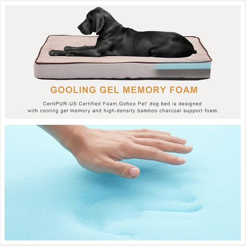 Orthopedic Memory Foam Dog Bed, Cooling Beds for Medium/Large Dogs, Waterproof Pet Bed for Crate, Removable Washable