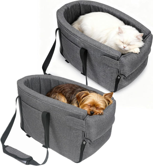 BJOP Small Dog & Cat Car Seat, Detachable Seat, Console Fit, Adjustable Straps,