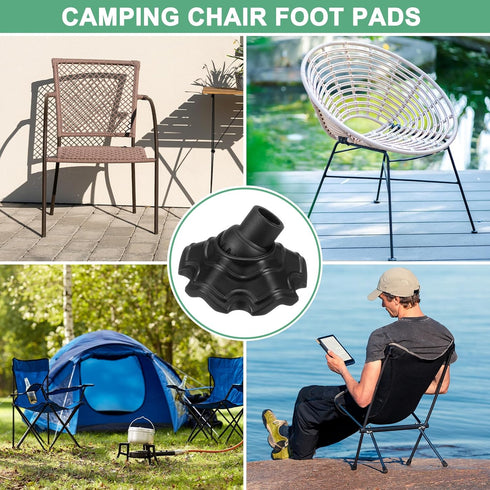 4-Pack 17mm M METERXITY Camping Chair Foot Pads, Plastic Anti-Sinking Folding Camp Chair Replacement Feet