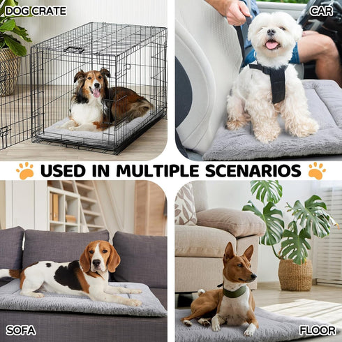 Dog Bed 30" x 20" Grey, Washable Dog Crate Mat, Ultra Soft & Anti-Slip, Suitable for Dogs Up to 35 lbs