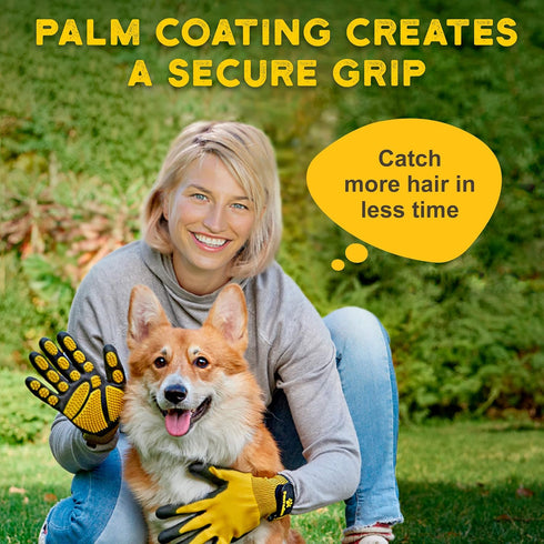 Pet Grooming and Bathing Gloves, Effective Hair Remover for Cats, Dogs & Horses, Deshedding Gloves