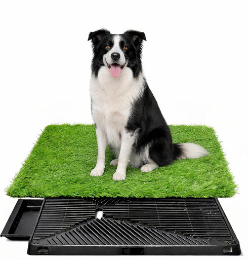 CyberPaws Dog Grass Pad with Tray 25" x 20", Artificial Grass Puppy Potty