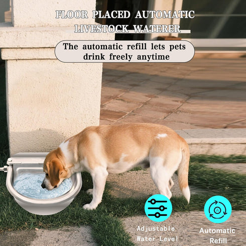 boajf 2 (1 Automatic Dog Water Dispenser with Drain Hole & Drain Valve, Stainless Steel Auto Dog Water Bowl with Float