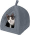 Furhaven Cat Bed Cave for Indoor Cats & Small Dogs - Washable Polar Fleece Pet Tent with Removable Cushion - Heather