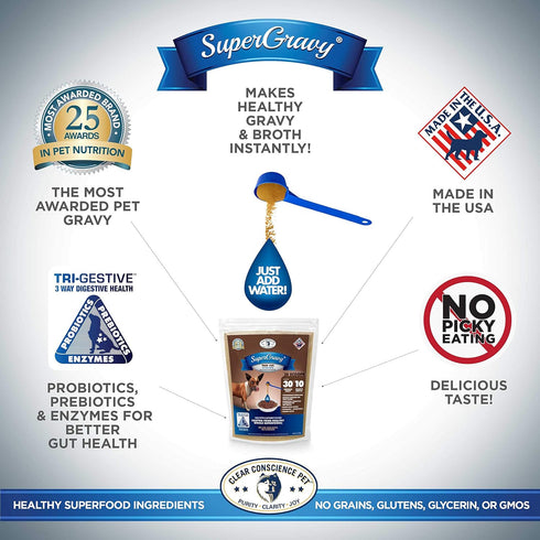 SuperGravy PAW Jus - Natural Dog Food Gravy Topper, Human Grade Kibble Seasoning for Picky Eaters, Gluten Free & Grain
