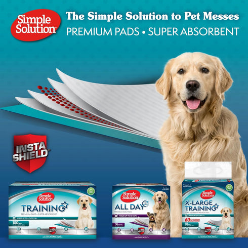 23"x24", 50 Count Simple Solution All Day Dog Pads, Disposable Puppy Training Pads with Lavender Scent, Leak Proof Pet
