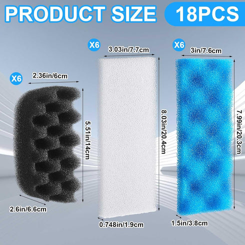 18 Sets 206/207 Threlaco Pcs Aquarium Filters Bio Sponge Compatible with Fluval Aquarium Filters Including Blue White