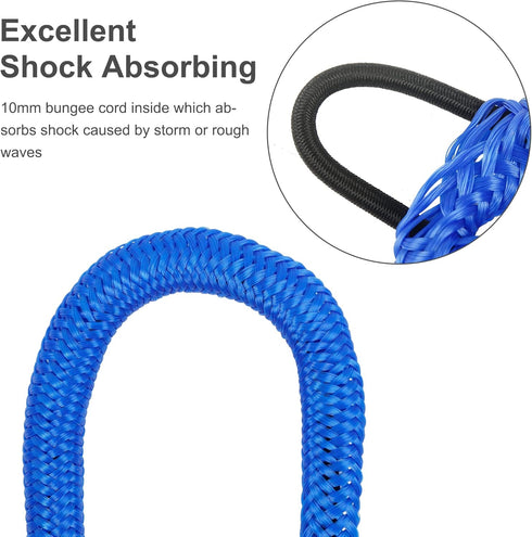 Jranter Bungee Dock Lines - 4 Feet Bungee Shock Cords for Boat, PWC, Jet Ski, Kayak, Canoe (4 Packs)