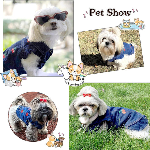 SILD Pet Clothes Dog Jeans Jacket, Cool Blue Denim Coat for Small Medium Dogs, Classic Puppy Hoodies (XS, Cherry)