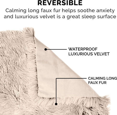 Furhaven Waterproof Throw Blanket - Washable Shaggy Plush Calming Long Faux Fur & Velvet Dog Blanket (Taupe, Small)