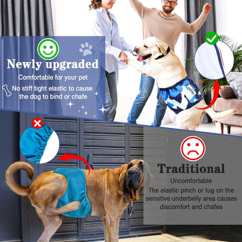 5 Pack 5pcs Belly Bands for Male Dogs Washable Dog Diapers Reusable Male Dog Pee Wraps with Dog Diaper Liners