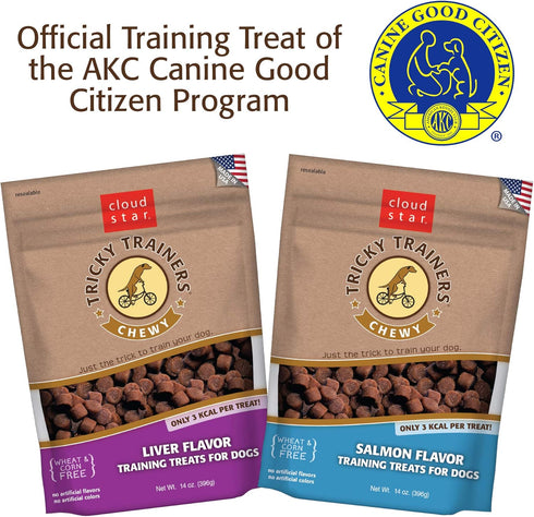 Cloud Star Tricky Trainers Crunchy Dog Training Treats 8 oz Pouch, Chicken Liver Flavor, Low Calorie