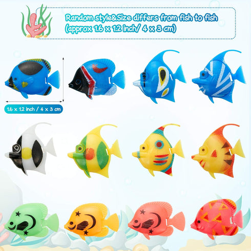 Weewooday 20 Pieces Artificial Moving Fishes - Plastic Floating Fish Ornament Aquarium Decorations for Fish Tank