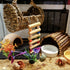 Hermit Crab Hideout with Ladder, Lizard Climbing Toys, Hermit Crab Hut with Aquarium Plants, Reptile Habitat for Gecko