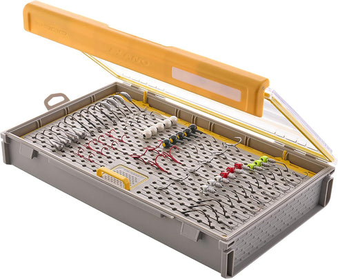 Plano EDGE 3700 Hook Utility Box, Clear/Yellow, Waterproof Tackle Storage Container for Fishing Hooks