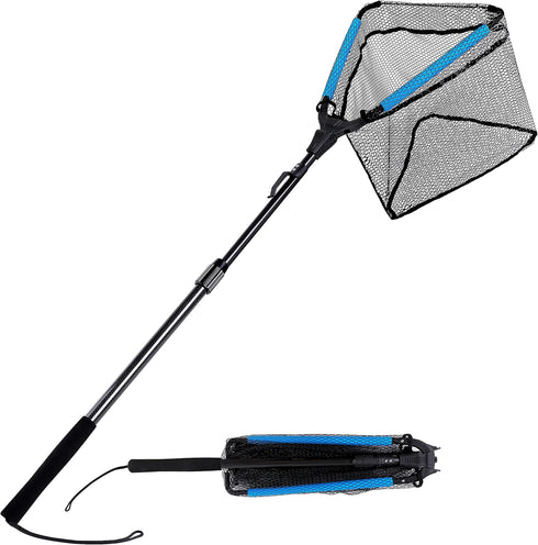 PLUSINNO Fishing Net, Durable Nylon Material Mesh, Foldable Collapsible Telescopic Pole Handle for Safe Fish Catching