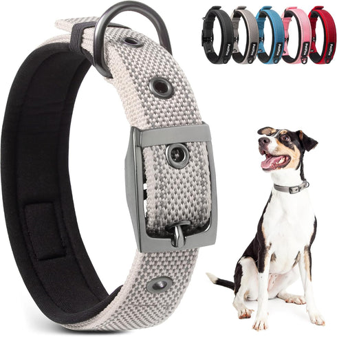 PetiFine Neoprene Padded Dog Collar, Heavy Duty Comfort Collar with Durable Metal Buckle for Small Medium Large Dogs