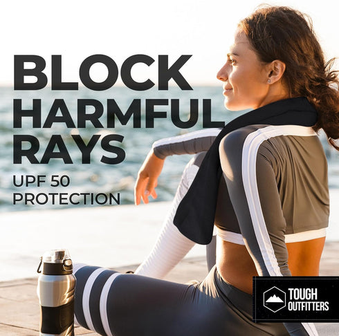 Tough Outdoors Cooling Towel for Neck & Face, Ice Wrap & Sweat Rag for Camping, Gym, Yoga, Sports