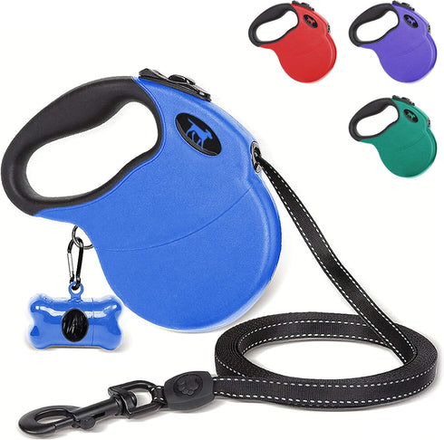 Tuff Pupper Heavy Duty Retractable Dog Leash, 16 ft with Reflective Stitching for Nighttime Safety