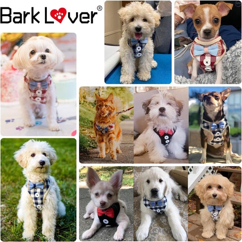 Small Puppy Harness with Bowtie, Adjustable Mesh Tuxedo Vest for Small Dog Kitten, Perfect for Party Wedding Holiday