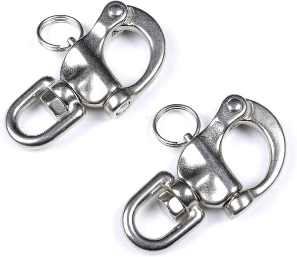 Mxeol Quick Release Bail Rigging Swivel Eye Snap Shackle, Stainless Steel Clip for Sailing Boat Marine