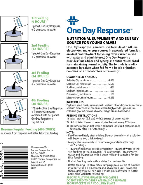 Farnam One Day Response Nutritional Supplement for Young Calves, 2.5 oz