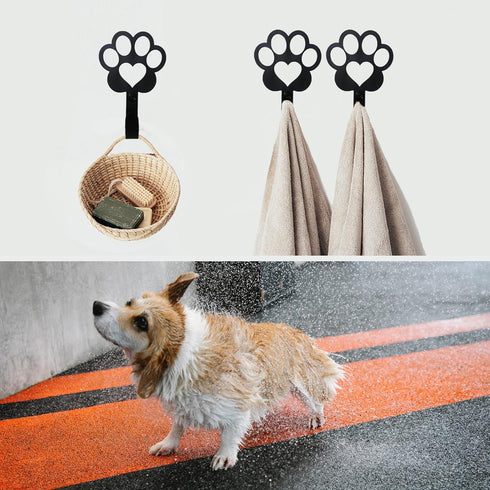6 PCS Dog Paw Shaped Dog Leash Hook for Wall, Metal Leash Holder Wall Mounted Hanger for Coat Key Entryway Hallway Kitche Office by BiaGift