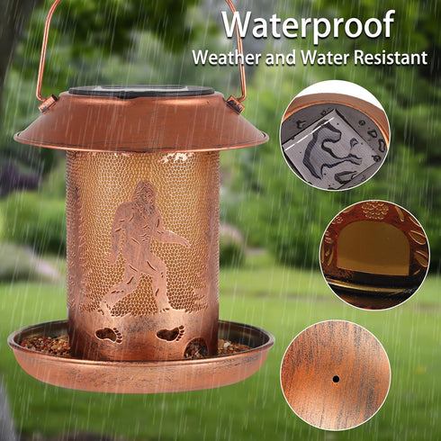 Bird Feeders for Outdoors, Solar Lanterns Waterproof Bigfoot Hanging Garden Decor for Yard, Patio, Lawn (Sasquatch