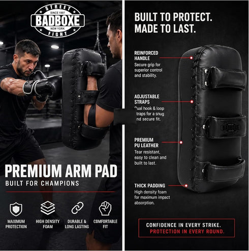 BADBOXE Elbow MMA, Arm Pad Curved Strike Shield Kickboxing,Taekwondo, Punching, Foot, Knee and Target, Coaching Kick