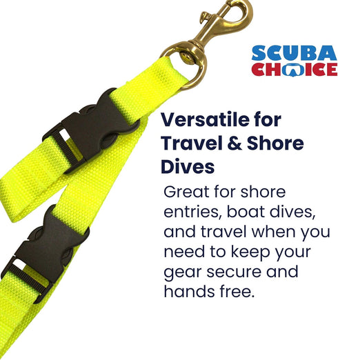 Scuba Choice Diving BC Fin & Mask Keeper with Quick Release Lanyard – Yellow/Black, Adjustable Straps