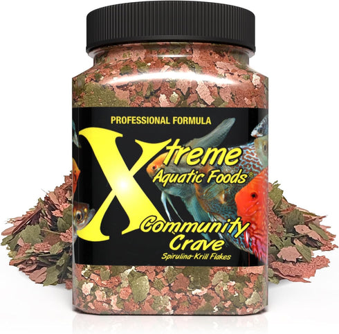 Xtreme Community Crave Flake - Krill & Spirulina Blend for Tropical & Freshwater Fish Nutrition, 3.5oz
