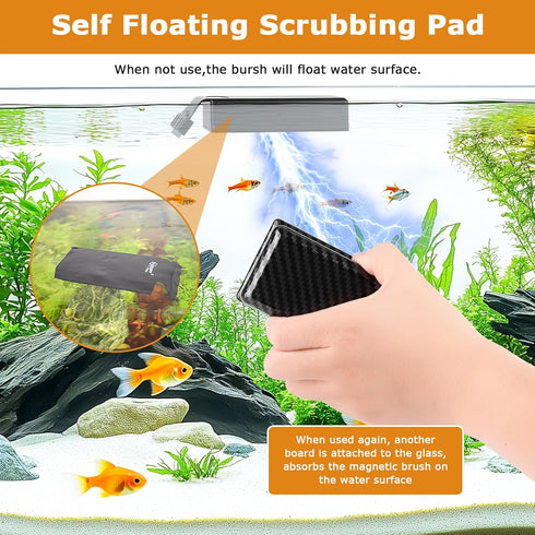2 1/5"-1/2" hygger Magnetic Fish Tank Cleaner, Aquarium Glass Cleaner with Detachable Algae Scraper Blade, Floating