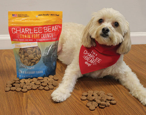 Charlee Bear Crunch Bacon & Blueberry Flavor Dog Treat and Snack (2 Pack) 8 oz Each