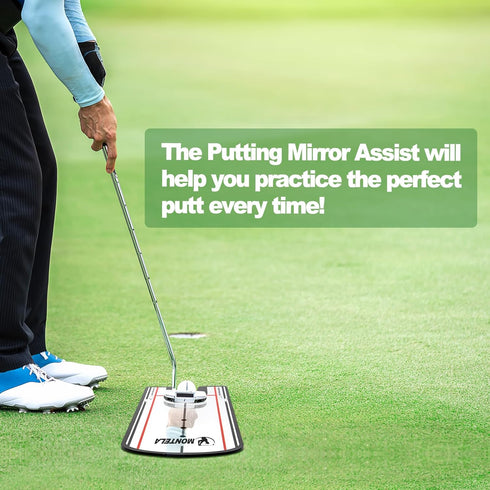 Montela Golf Putting Mirror, Portable Training Aid for Golf, Alignment Mirror Practice Trainer for Beginners