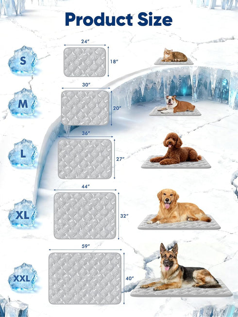 2.0, 36"*27" (Q-Max>0.5), Summer Rywell Dog Cooling Mat Elegant Grey, Thick & Durable Cooling Mat for Large Dogs