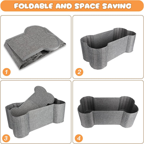 Large Dog Toy Basket, Bone Shape Dog Toy Box, Foldable Fabric Basket for Pet Toys, 2 Pack