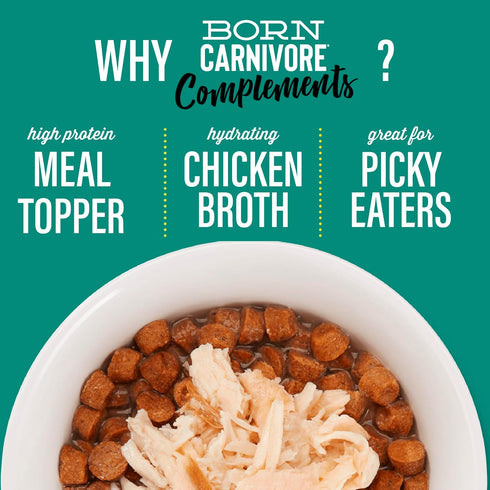 Tiki Cat Born Carnivore Complements Wet Cat Food Topper, Chicken & Salmon, 2.1 oz Pouch, 12 Count