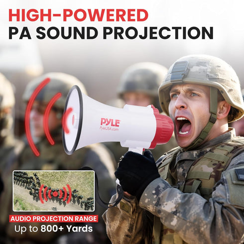 Pyle Portable Bullhorn Megaphone Speaker, 30W Power with Built-in Siren & Voice Recorder, 800 Yard Range