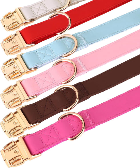 PET ARTIST Soft & Comfy Girl Dog Collars, Classic Christmas Red Leather for Medium Dogs, Durable Nylon with Quick