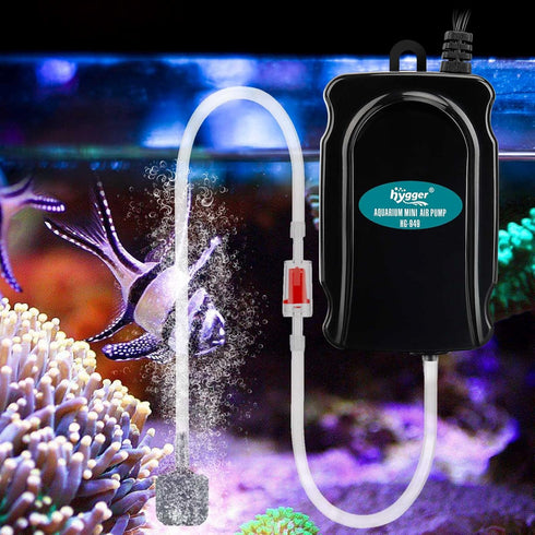 hygger Mini Air Pump Kit for 5-20 Gallon Fish Tank, 1W Small Fish Bowl with Air Tube and Bubbler Stone