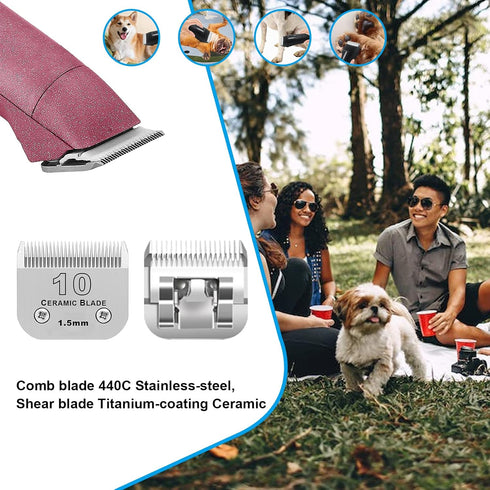 3 Pack 10# Detachable Pet Dog Grooming Ceramic Blades, Compatible with Andis, Oster A5, Wahl KM-10 Series, Size #10