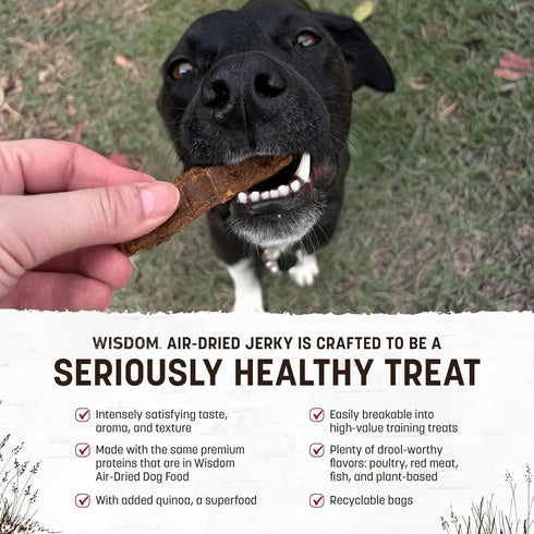 Earth Animal Wisdom Air-Dried from The Land Recipe Jerky Strips Dog Treats, 4 oz. Bag