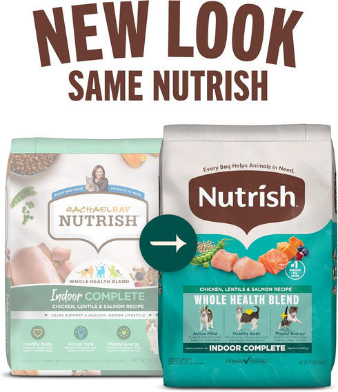 6 lb. Packaging Nutrish Indoor Complete Chicken, Lentils & Salmon Recipe Dry Cat Food, Bag, May Vary (Rachael Ray)