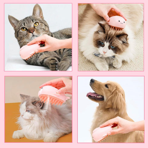 Cat Steam Brush, 3 in 1 Cat Brush for Shedding, Spray Cat Brush for Pets Grooming, Portable Self Clean Cat Brush with
