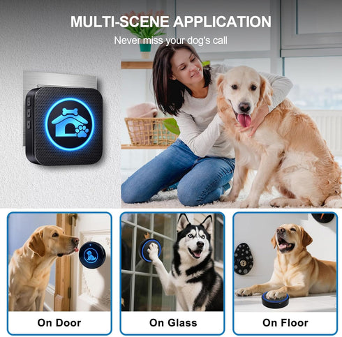 Yoiilifee (2026 1000 IP65 60 (2 Dog Door Bell Self-Illuminating Enhanced Touch) for Potty Training, Wireless Dog