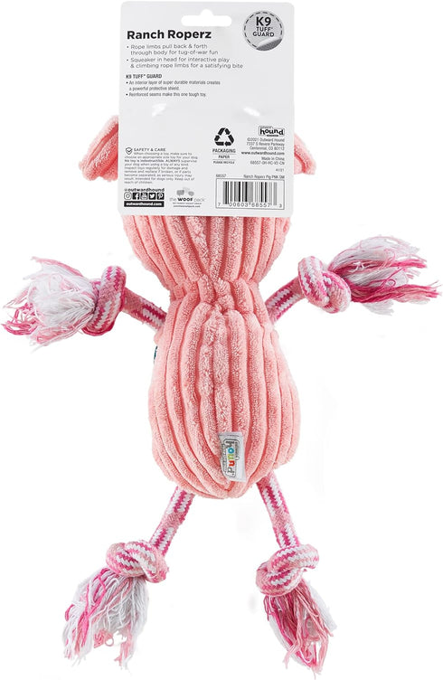 Outward Hound Ranch Roperz Pig Plush Squeaky Dog Toy
