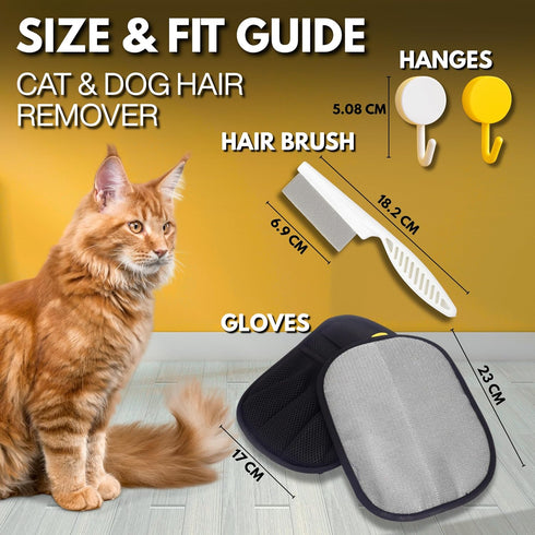 2 2 1 Pet Hair Removal Gloves for Cats & Dogs Gloves, Hangers & Comb, Double-Sided Reusable Electrostatic Mitts